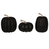 Vickerman 8" Glitter Pumpkins Assorted Set, Black