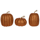 Vickerman 8" Glitter Pumpkins Assorted Set, Orange