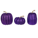 Vickerman 8" Glitter Pumpkins Assorted Set, Purple