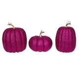 Vickerman 8" Glitter Pumpkins Assorted Set, Pink