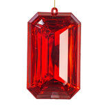 Vickerman Rectangle Jewel Glitter Ornament, Red