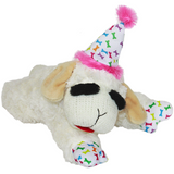 Multipet Lamb Chop With Birthday Hat Dog Toy 10.5" Plush Dog Toy (Assorted Styles)