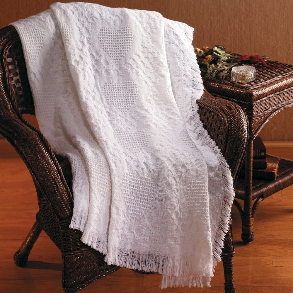 Basket Weave Heart Solid 2-Layer Throw By Manual Woodworkers & Weavers