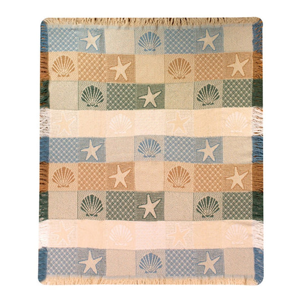 Manual Woodworkers & Weavers Seashells By The Seashore Throw Blanket 46" x 60"