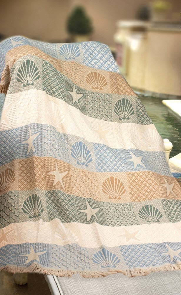 Seashells By The Seashore Throw Blanket 46" x 60"