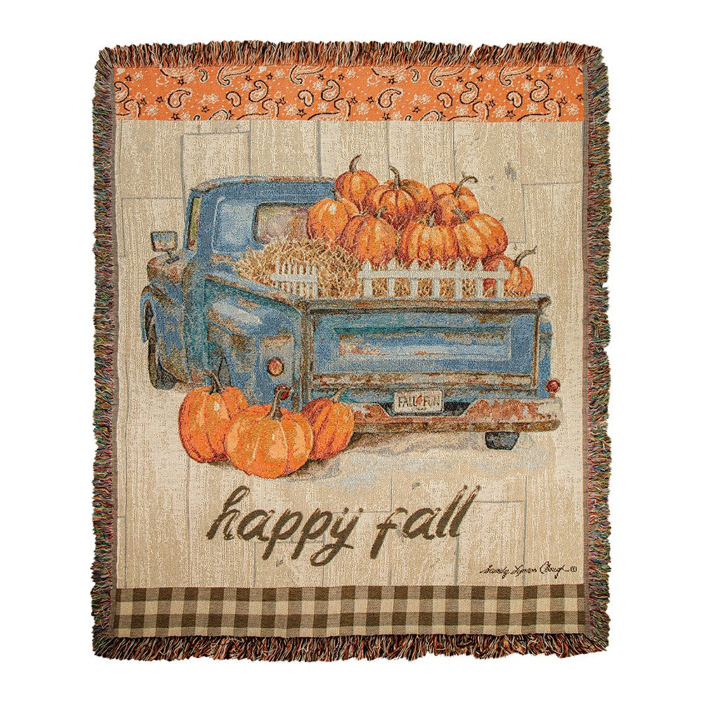 Pumpkin Truck Tapestry Throw By Sandy Lynam Clough