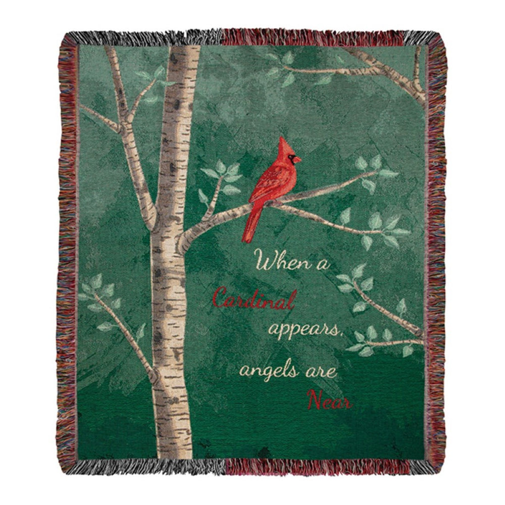 When A Cardinal Appears Tapestry Throw Blanket 50" x 60" By Manual Woodworkers & Weavers