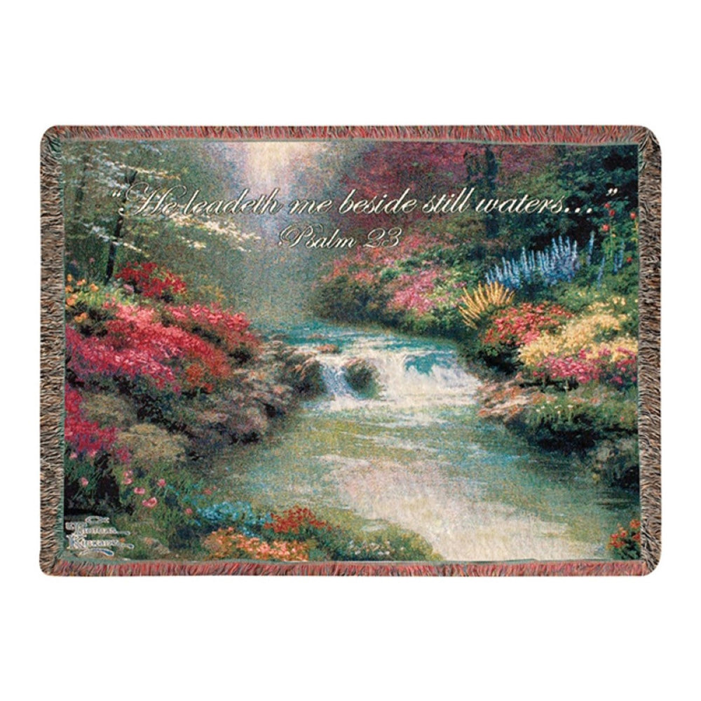 Beside Still Waters Tapestry Throw Blanket 60" x 50" By Thomas Kinkade Studios