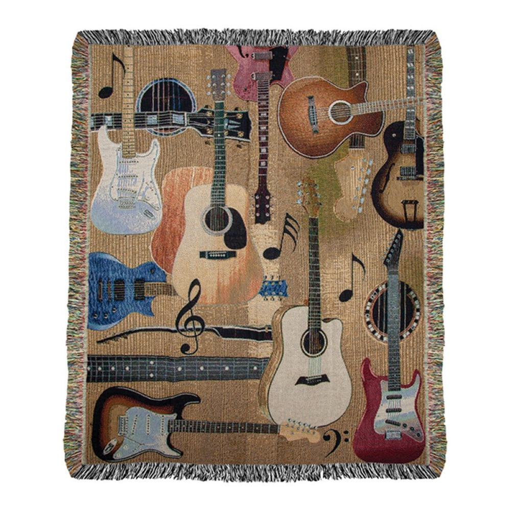 Guitar Collage Tapestry Throw Blanket 50" x 60" By Manual Woodworkers & Weavers