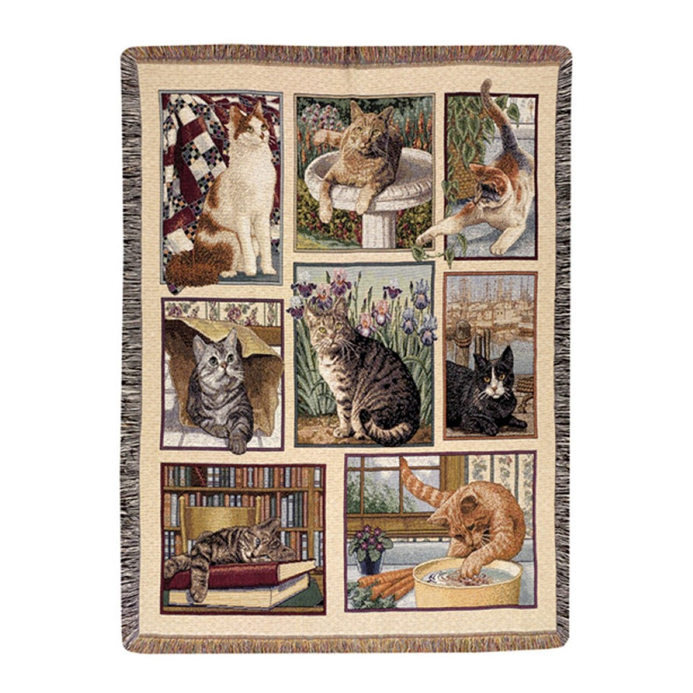 Kitty Corner Tapestry Throw Blanket 47" x 60" By Manual Woodworkers & Weavers