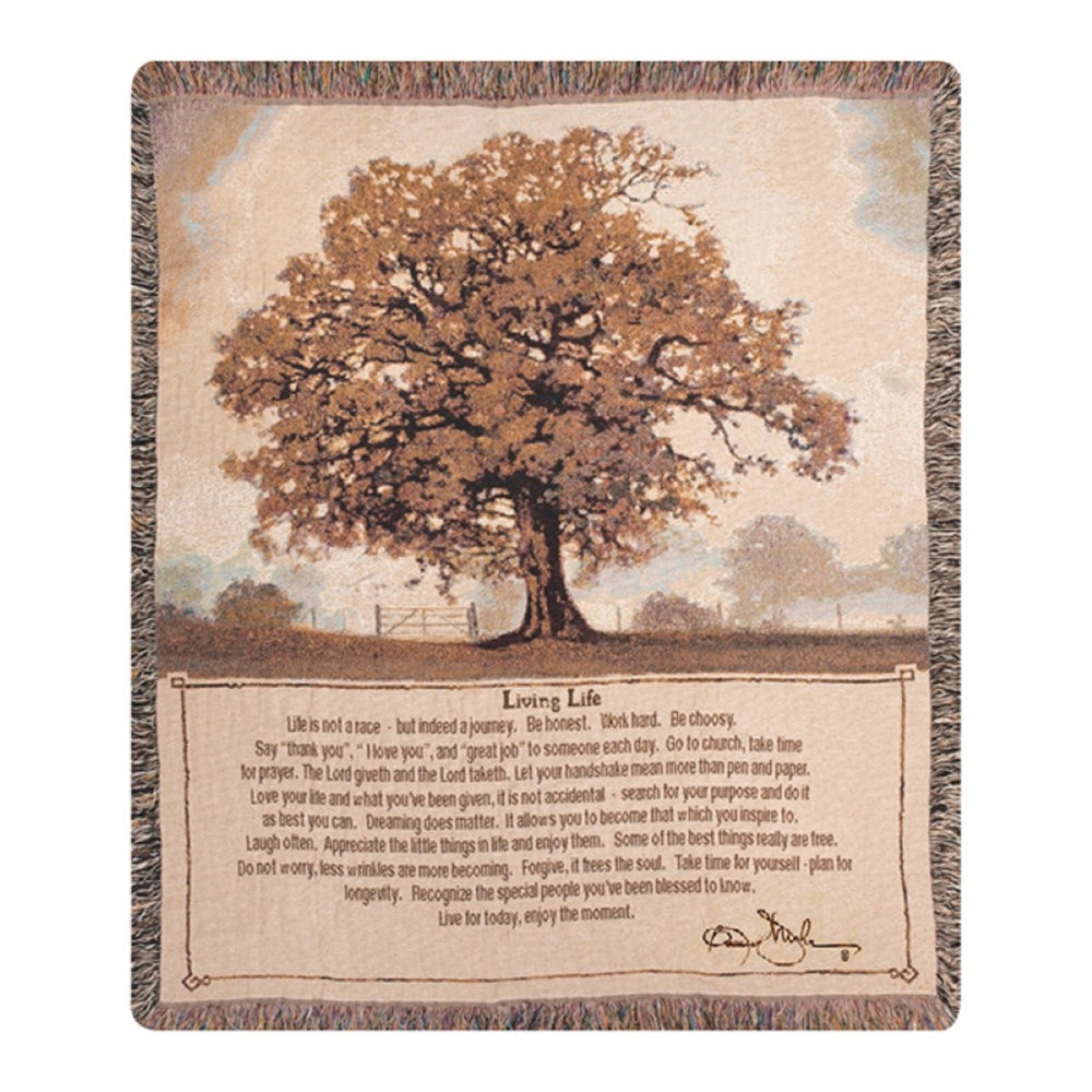 Living Life Tapestry Throw Blanket 50" x 60" By Manual Woodworkers & Weavers