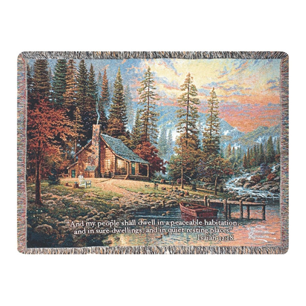 A Peaceful Retreat Tapestry Throw Blanket 60" x 50" By Thomas Kinkade Studios
