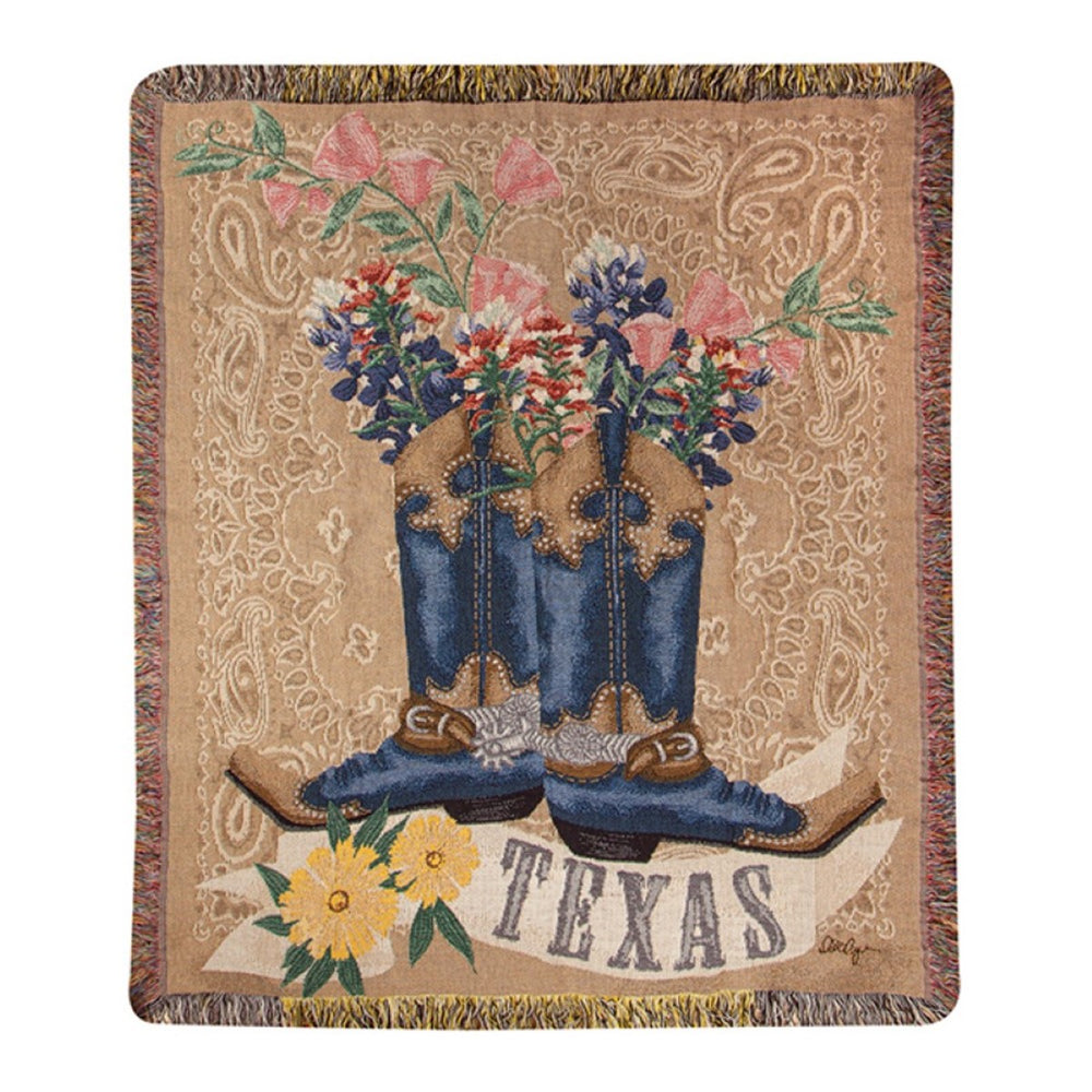Texas Bluebonnets Mini Tapestry Throw Blanket 50" x 60" By Manual Woodworkers & Weavers