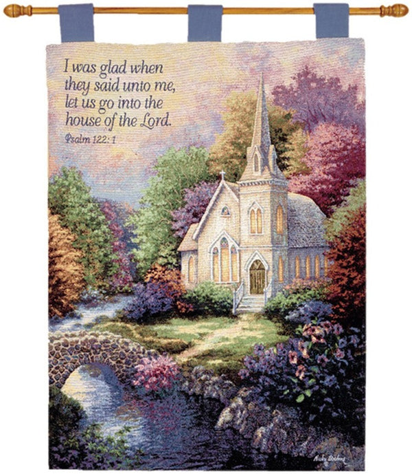 Manual Woodworkers & Weavers Church In The Country With Verse Wall Hanging 36" x 26" By Nicky Boehme