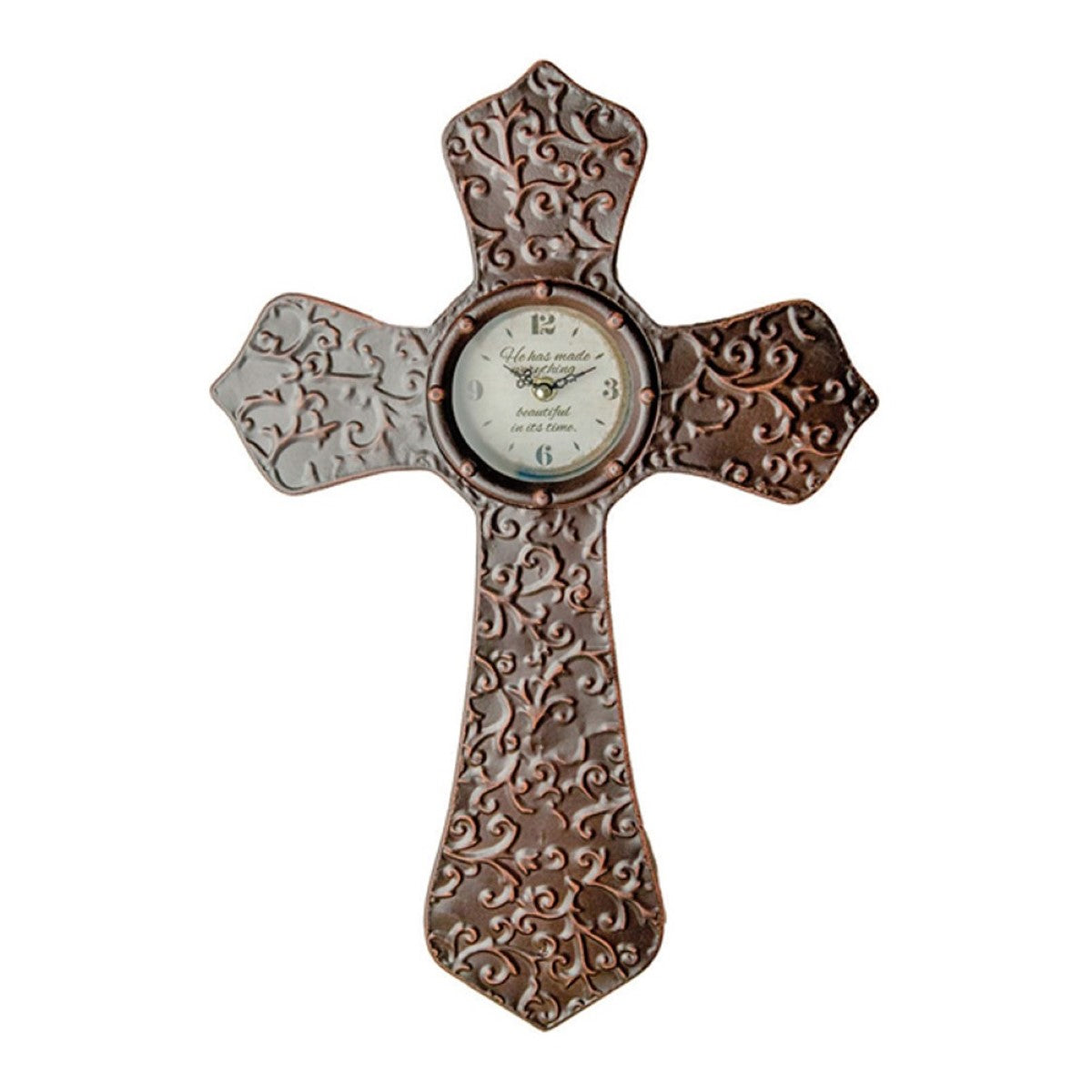 Metal Cross Clock Antique Bronze By Manual Woodworkers & Weavers