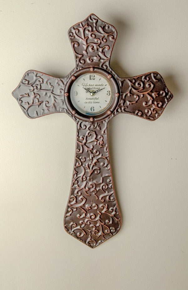 Manual Woodworkers & Weavers Metal Cross Clock Antique Bronze 13.5" x 20.5" x 2" By Manual Woodworkers & Weavers