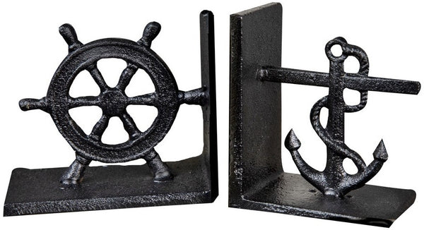 Manual Woodworkers & Weavers Nautical Cast Iron Book Ends 5.31" x 3.94" x 2.76" By Manual Woodworkers & Weavers