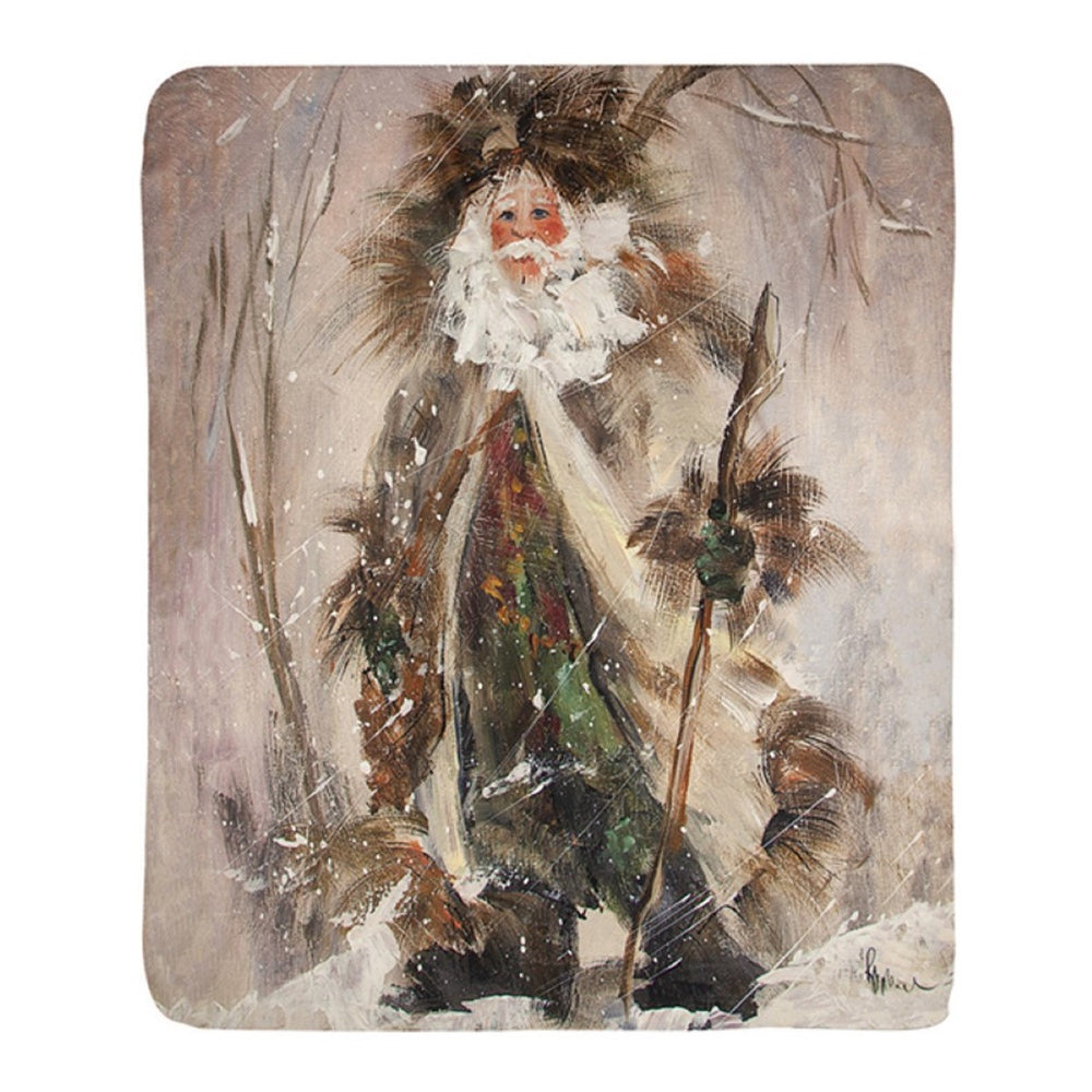Northwoods Santa Sherpa Fleece Throw Blanket 50" x 60" By Rozanne Priebe