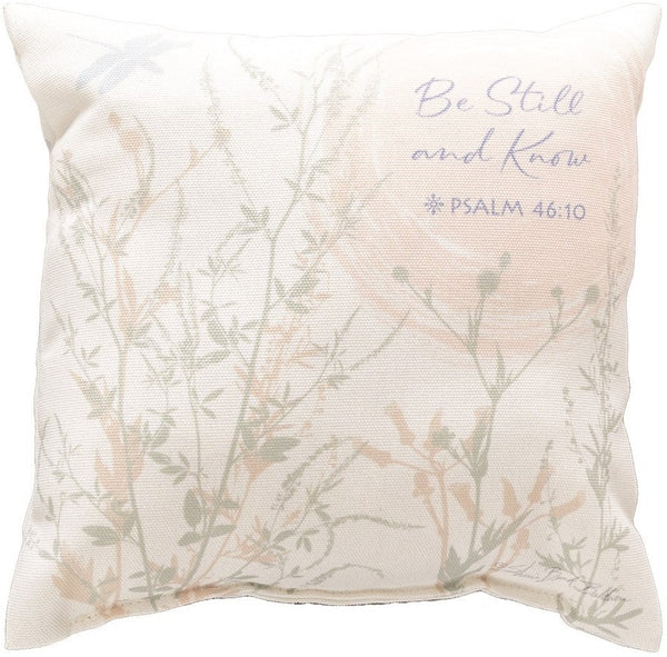 Manual Woodworkers & Weavers Tranquil Prairie Be Still And Know Climaweave Throw Pillow 9" x 9" By Rebecca Canale
