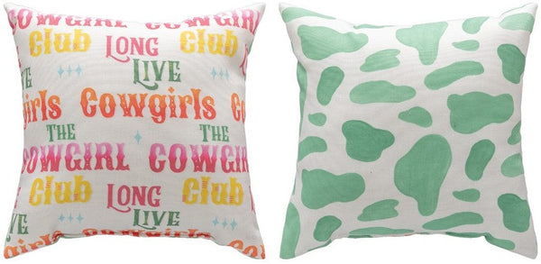 Manual Woodworkers & Weavers Cowgirl Club Climaweave Throw Pillow 12" x 12" By Veronique Charron