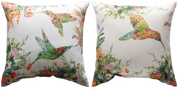 Manual Woodworkers & Weavers Garden Wings Hummingbird Climaweave Throw Pillow 12" x 12" By Sherri Buck Baldwin