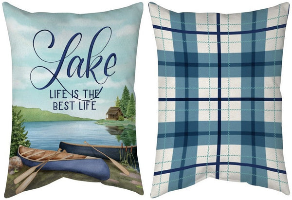 Manual Woodworkers & Weavers Lake Life - Lake Life Is The Best Life Climaweave Throw Pillow 18" x 13" By Nicole Tamarin