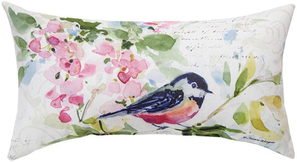 Manual Woodworkers & Weavers Watercolor Birds & Butterflies Climaweave Throw Pillow 17" x 9" By Susan Winget