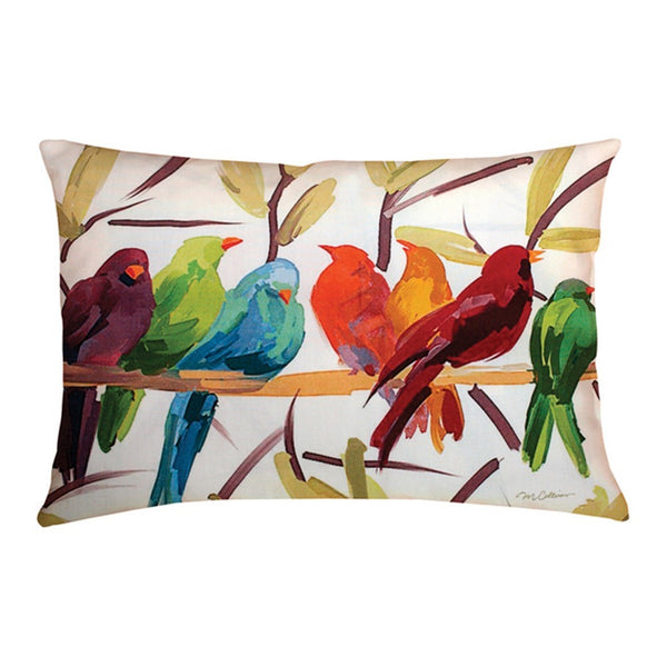 Manual Woodworkers & Weavers Flocked Together Climaweave Throw Pillow 24" x 18" By Martha Collins