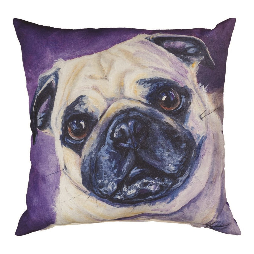 Pug Climaweave Throw Pillow 18" x 18" By Lindsay Kivi