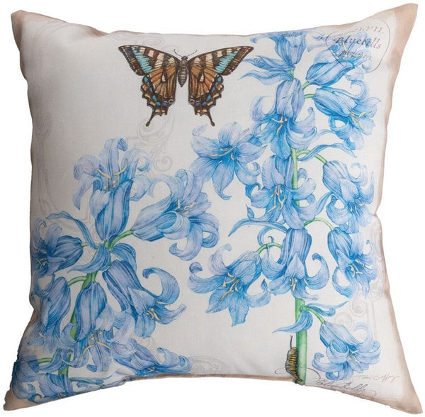 Manual Woodworkers & Weavers Botanical Garden - Bluebells Climaweave Throw Pillow 18" x 18" By Tim Coffey