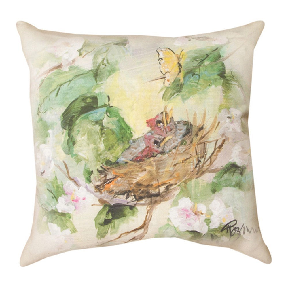Cardinals In Flowers Climaweave Pillow By Rozanne Priebe