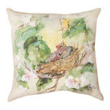 Cardinals In Flowers Climaweave Throw Pillow 18" x 18" By Rozanne Priebe