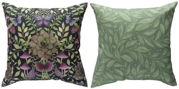 Manual Woodworkers & Weavers Dark Succulents Climaweave Throw Pillow 18" x 18" By Nicole Tamarin