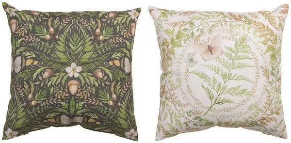 Manual Woodworkers & Weavers Cottage Ferns Climaweave Throw Pillow 18" x 18" By Nicole Tamarin