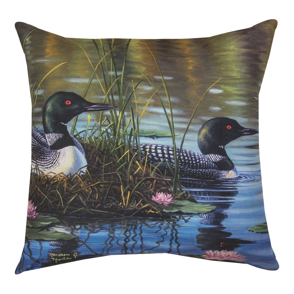 Loon Pair Climaweave Pillow By Manual Woodworkers & Weavers