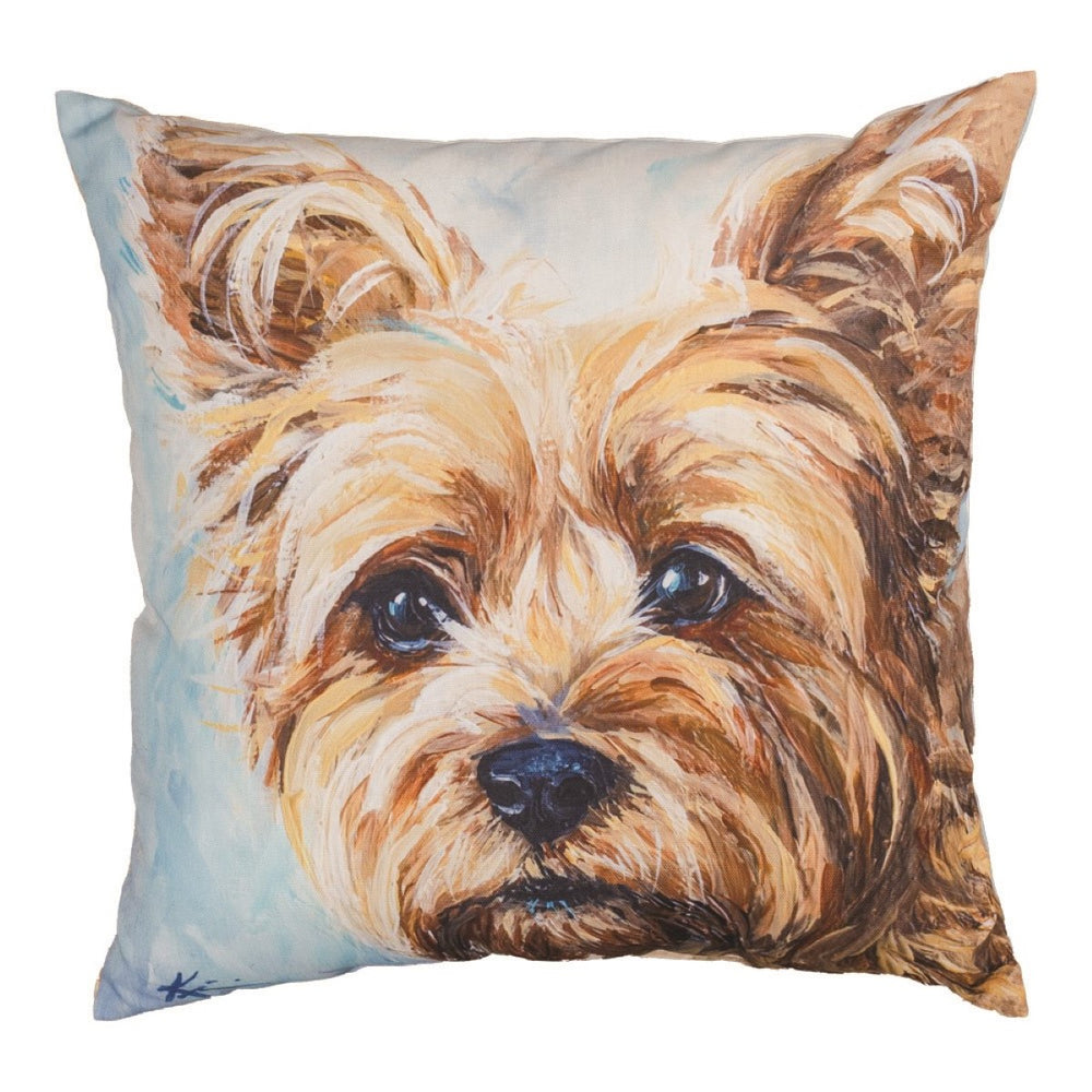 Silky Yorkie Climaweave Throw Pillow 18" x 18" By Lindsay Kivi
