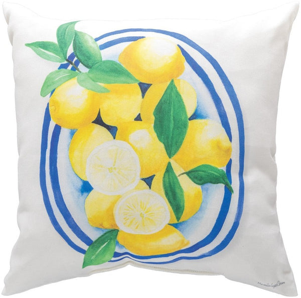 Manual Woodworkers & Weavers Spanish Lemons Climaweave Throw Pillow 18" x 18" By Veronique Charron