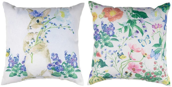 Manual Woodworkers & Weavers Very Berry Bunnies Vertical Climaweave Throw Pillow 18" x 18" By Martha Collins