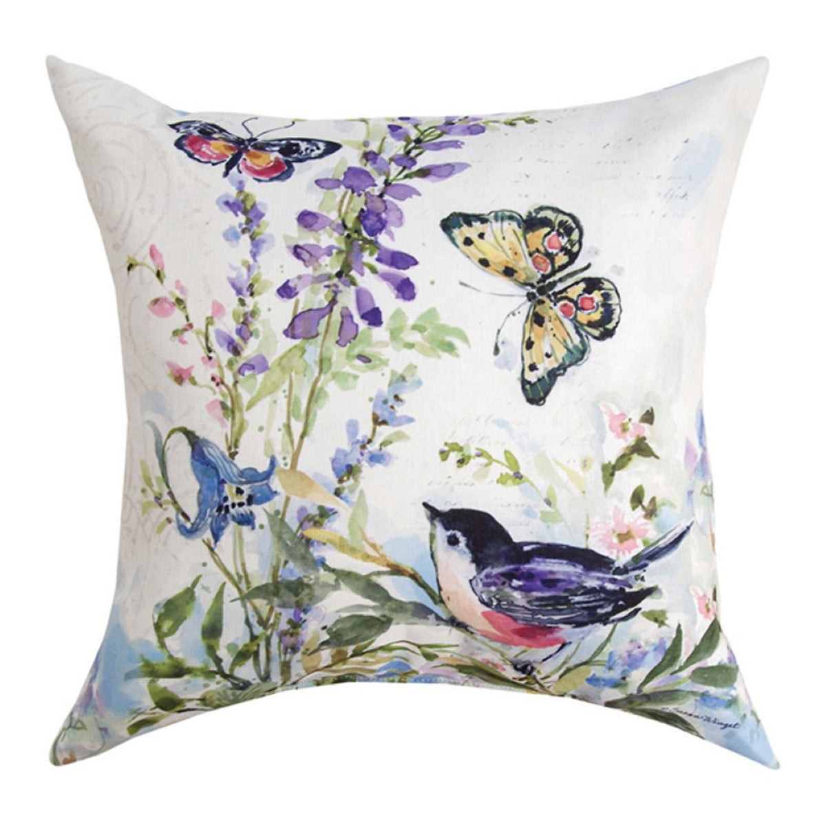 Watercolor Birds And Butterflies Climaweave Pillow By Susan Winget