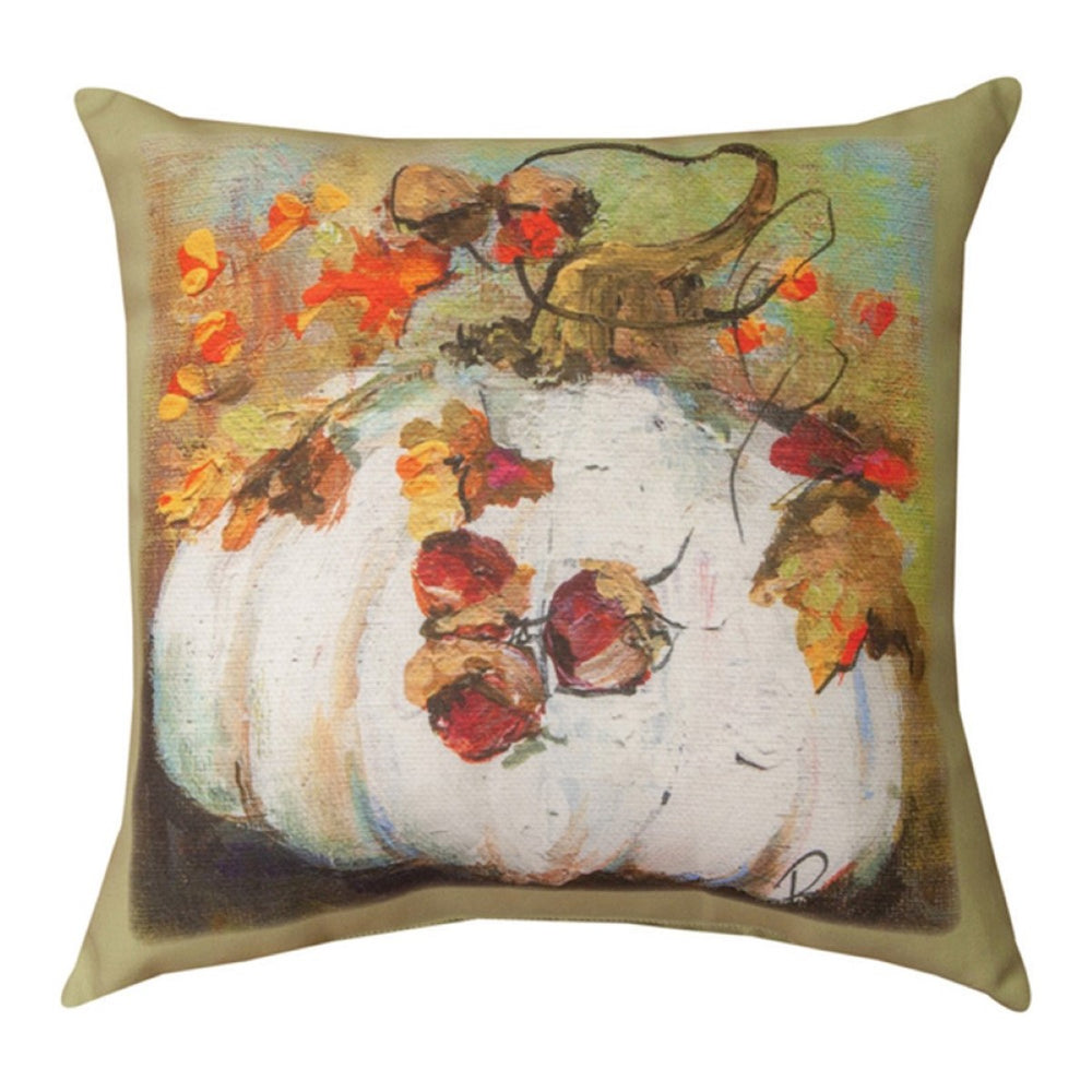 White Pumpkin Climaweave Throw Pillow 18" x 18" By Rozanne Priebe