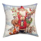Winter Wonderland Santa Climaweave Throw Pillow 18" x 18" By Geoff Allen