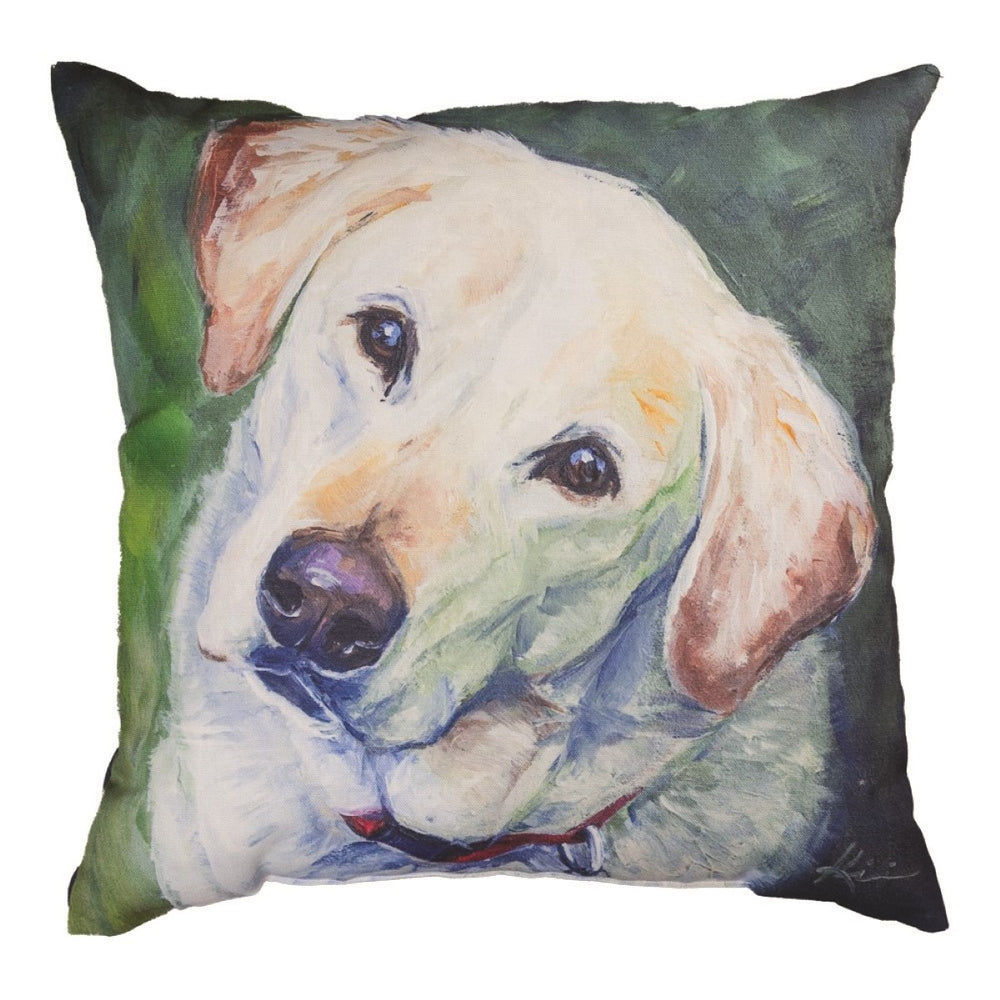 Yellow Lab Climaweave Throw Pillow 18" x 18" By Lindsay Kivi