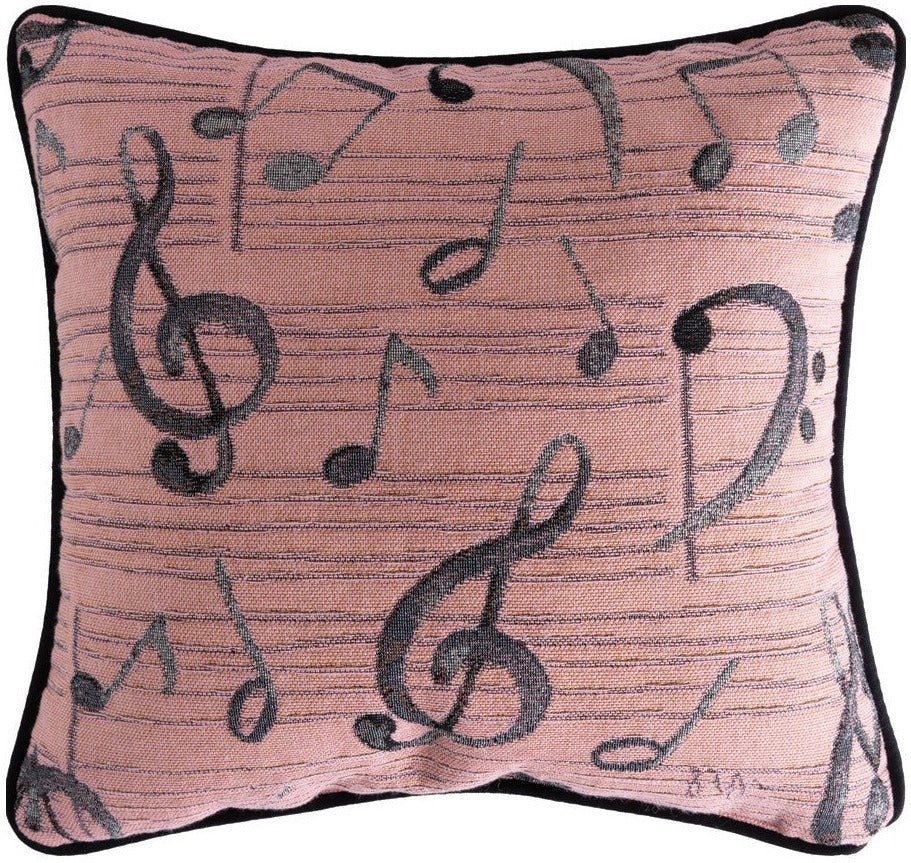 Music Note With Flowers Woven Throw Pillow - Pink