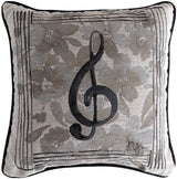 Music Note With Flowers Woven Throw Pillow - Grey