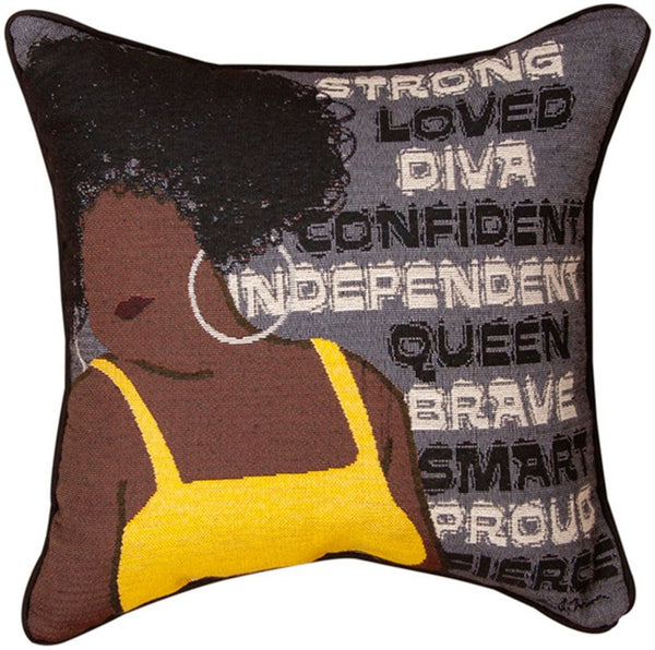 Manual Woodworkers & Weavers Strong Loved Diva Woven Throw Pillow 17" x 17" By Manual Woodworkers & Weavers