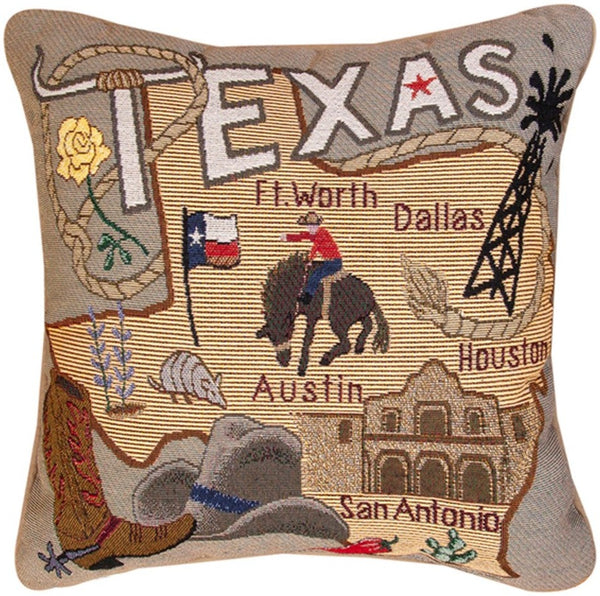 Manual Woodworkers & Weavers State To State Texas Throw Pillow 17" x 17" By Manual Woodworkers & Weavers