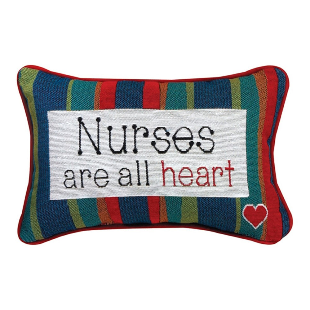Nurses... Are All Heart Word Throw Pillow 12.5" x 8" By Manual Woodworkers & Weavers