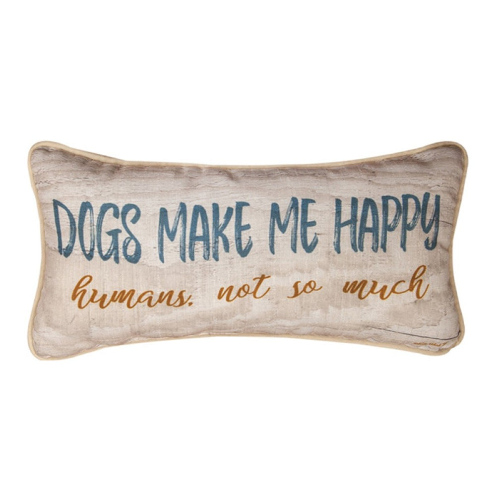 Dogs Make Me Happy Throw Pillow 17" x 9" By Kate Ward Thacker