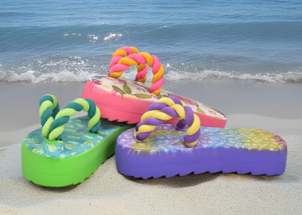 Multipet Margaritaville Flipflop Latex with Rope Dog Toy