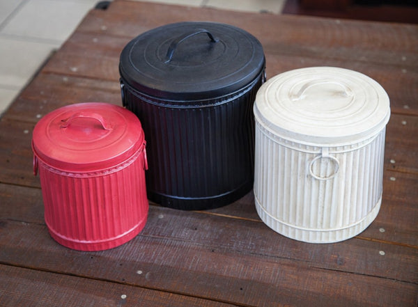 Manual Woodworkers & Weavers Farmhouse Metal Canister (Set of 3) By Manual Woodworkers & Weavers